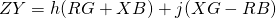 \begin{equation*} ZY = h(RG + XB) + j(XG - RB) \end{equation*}